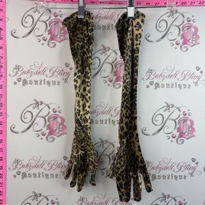 Fun world Gloves Leopard Print Long Gloves - Brown Animal Print Women's Gloves